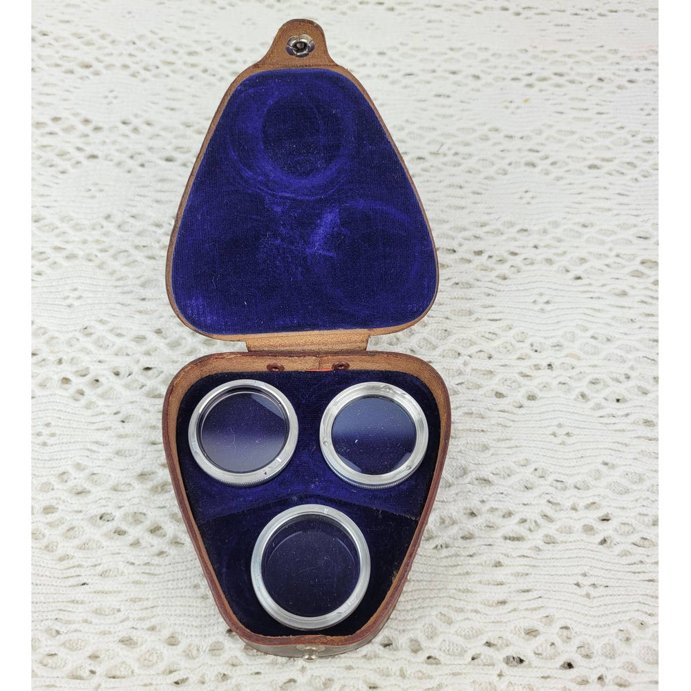 Vintage Chiyoko Minolta Camera Lens Set No.1 Leather Velvet Case Made in Japan